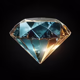 the face of a shiny diamond on black background