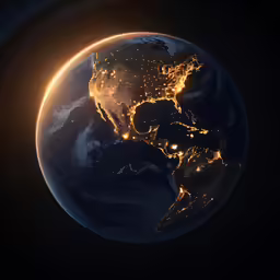 an aerial view of the earth at night
