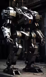 an elaborate robot is standing on top of its legs