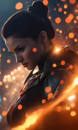 a woman in star trek, with her hair up