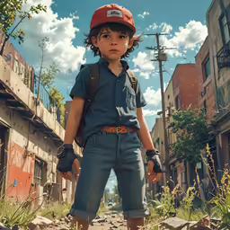 an image of a young boy standing on a street