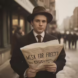 a man is walking on the street and holding a sack