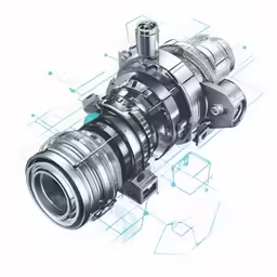 an automatic valve on a blue and white background