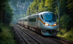 a large long train on a steel track