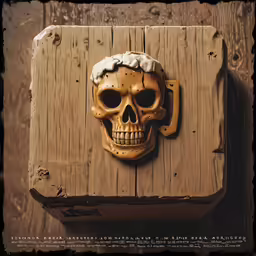 an unusual skull is hanging on a wall