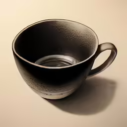 black and white photograph of cup on table