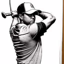 a male in a gray shirt holding a golf club