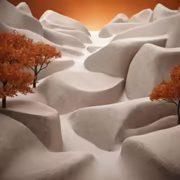 a group of trees that are on a snowy hill