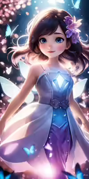 a cartoon girl in a dress with flowers
