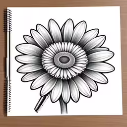 a drawing of a flower in a pencil