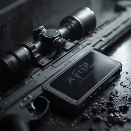 a cell phone with a camera on it on top of a gun