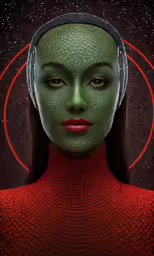 a digital painting of a woman with her head made of lines