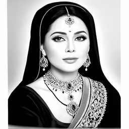 a woman with a very ornate dress and jewelry