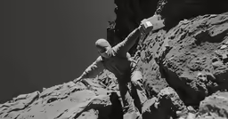 a man climbing up the side of a cliff