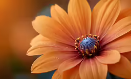 an orange flower with dew drops on it