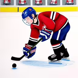 there is a hockey player playing on the ice