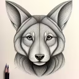 the drawing shows a grey wolf