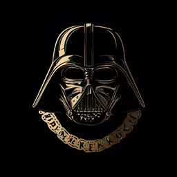 a star wars symbol with a helmet and a nameplate