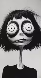 a woman has a creepy hair with eyes
