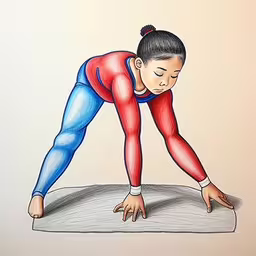 a cartoon of a person doing an upward lung exercise,a drawing of a girl doing yoga with the help of pencils