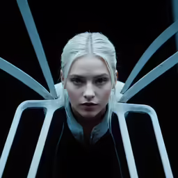 game of thrones character in a white wig sitting behind metal bars