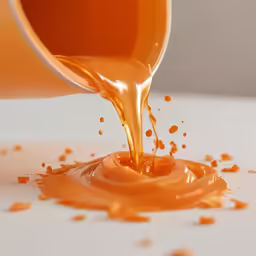 the juice is being poured onto the bowl