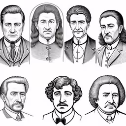 six men in suits and their beards,black and white photos of men