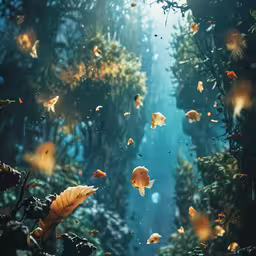 some fish flying around in a very nice looking area