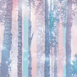 colorful trees on a snowy day in winter