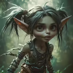 a digital painting of a little elf girl