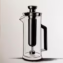 the drawing is shown as it appears to be a french press coffee maker