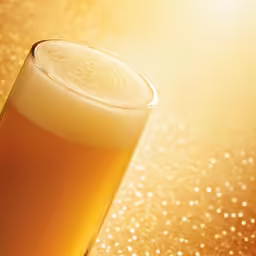 a glass of beer is sitting on a table