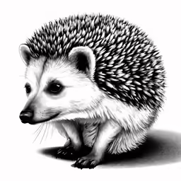 a black and white hedgehog is sitting