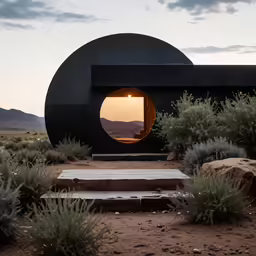 a big round structure sitting in the middle of a desert