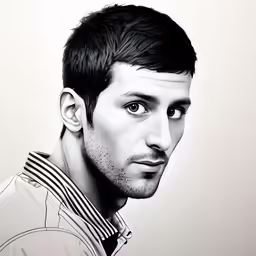 a man with a black and white striped shirt