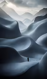 a person walking through an area covered in snow