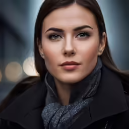 an image of a woman wearing a black coat