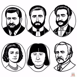 portraits of people with beards,four portrait illustrations of the five members of the same organization,a bunch of pictures that are used to show different people,the four men from the film mustache art, person, person, avatar, portraits, caricature, drawing ideas, person, caricature,the six presidents of the united states