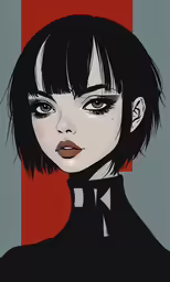 a painting of a woman with black hair
