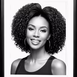 a beautiful woman with big curly hair smiling