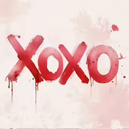 the word xoxo painted on a wall in red