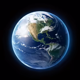 the earth is shown in blue and black light