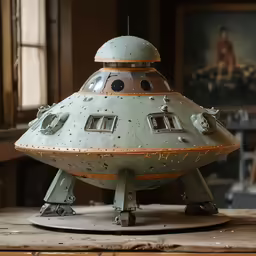a replica of an old fashioned flying saucer