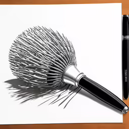 a drawing of a brush on paper with ink