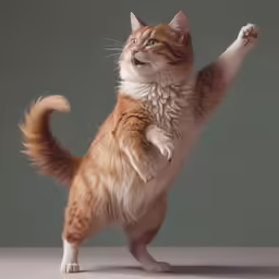 there is a cat jumping up and doing yoga