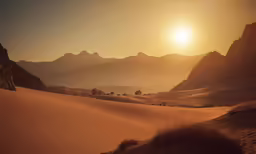 a very pretty view from the top of sand dunes in the desert