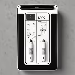 a white box with two white electrical plugs inside