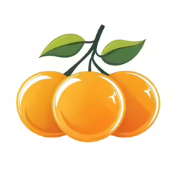 three apricots with one green leaf sitting on top
