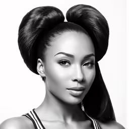a woman with her hair in a pony tail
