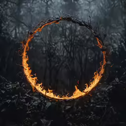 a fireball in the forest is blazing